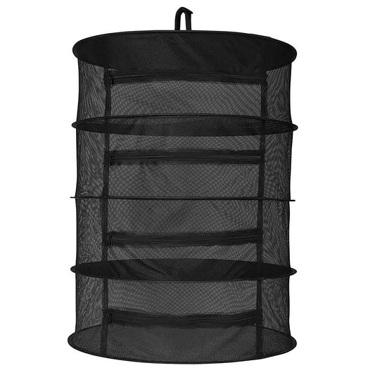 2ft 4 Layer  W/Zipper Black Mesh Trays Dry Net Hanging for Hydroponics Herb Collapsible Drying Rack