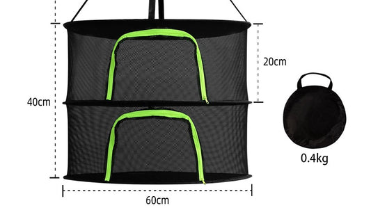 2ft 6-Layer Foldable Herb Mesh Rack  with Zippers for Greenhouse Heavy Duty Ring for Hydroponic Plant Hanging Drying Net